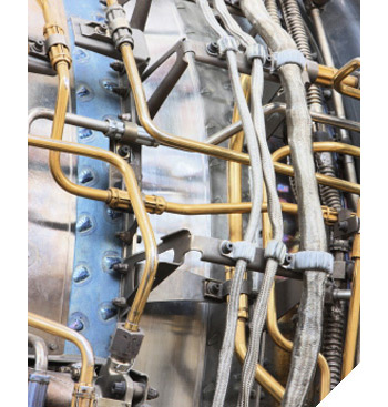 Image of part of an airplane undergoing maintenance