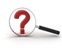 Image of a question mark under a magnifying glass