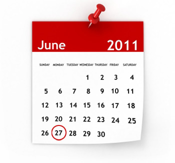 Image of a calendar with June 2011 displayed