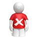 Image of a person with a red x on their top
